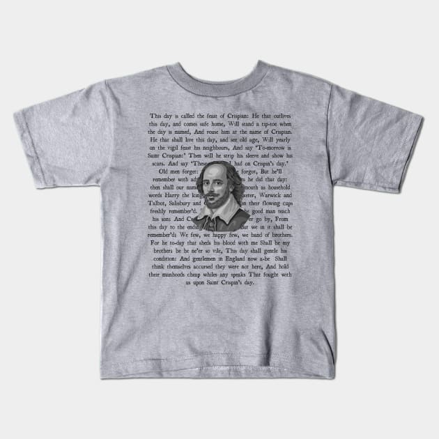 Shakespeare Saint Crispin Speech Kids T-Shirt by Slightly Unhinged